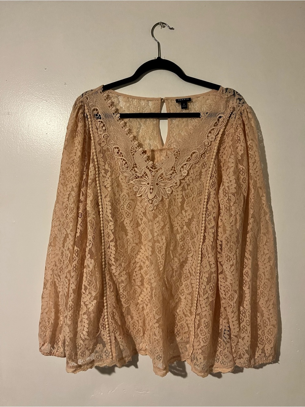 torrid Beige Lace Peasant Blouse
